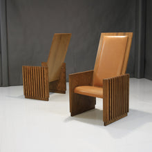 Load image into Gallery viewer, Rare Mid-Century King and Queen Chairs in Oak & Italian Leather