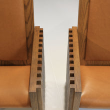Load image into Gallery viewer, Rare Mid-Century King and Queen Chairs in Oak & Italian Leather