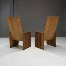 Load image into Gallery viewer, Rare Mid-Century King and Queen Chairs in Oak & Italian Leather