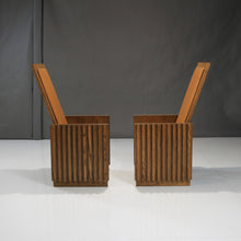 Load image into Gallery viewer, Rare Mid-Century King and Queen Chairs in Oak & Italian Leather