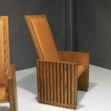 Load image into Gallery viewer, Rare Mid-Century King and Queen Chairs in Oak & Italian Leather