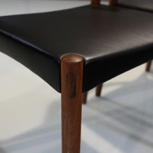 Load image into Gallery viewer, Set of Six (6) Harry Ăstergaard Teak Bull Horn Dining Chairs in Italian Leather
