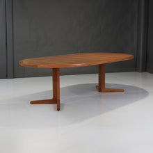 Load image into Gallery viewer, Mid Century Danish Teak Extension Elliptical Dining Table w/ 2 Leaves
