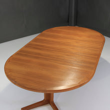 Load image into Gallery viewer, Mid Century Danish Teak Extension Elliptical Dining Table w/ 2 Leaves