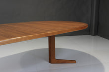 Load image into Gallery viewer, Mid Century Danish Teak Extension Elliptical Dining Table w/ 2 Leaves