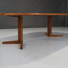 Load image into Gallery viewer, Mid Century Danish Teak Extension Elliptical Dining Table w/ 2 Leaves