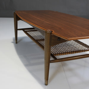 Folke Ohlsson for Dux Coffee Table in Teak and Cane