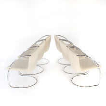 Load image into Gallery viewer, RARE Set of 6 Chrome Cantilever Dining Chairs with Beige Fabric