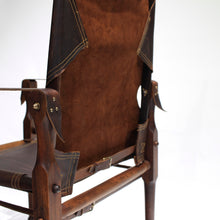 Load image into Gallery viewer, Mid Century Early South African Safari Chairs in Rosewood and Leather - A Pair