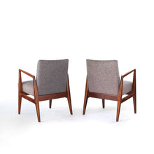 Load image into Gallery viewer, Mid Century Jens Risom Walnut Armchairs Pair of Stunning Lounge Chairs
