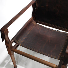 Load image into Gallery viewer, Mid Century Early South African Safari Chairs in Rosewood and Leather - A Pair