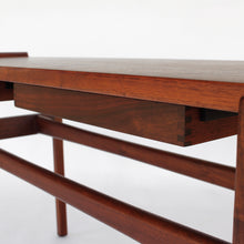 Load image into Gallery viewer, Jens Risom Walnut Console Table with 2 Floating Drawers