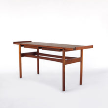 Load image into Gallery viewer, Jens Risom Walnut Console Table with 2 Floating Drawers
