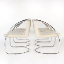 Load image into Gallery viewer, RARE Set of 6 Chrome Cantilever Dining Chairs with Beige Fabric