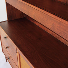 Load image into Gallery viewer, Jack Cartwright for Founders Walnut and Cane Credenza with Rare Hutch