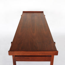 Load image into Gallery viewer, Jens Risom Walnut Console Table with 2 Floating Drawers