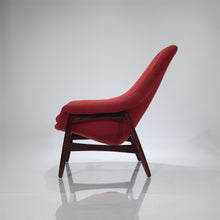 Load image into Gallery viewer, Hans Olsen for Bramin Lounge Chair - Walnut & Red Bouclé