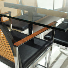 Load image into Gallery viewer, Rare Mid-Century Dining Set Walnut, Cane, Chrome - 6 Chairs