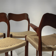 Load image into Gallery viewer, Set of 6 Niels Møller Chairs Model 71 and 55 - Teak and Paper Cord