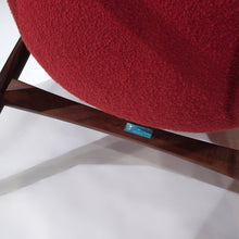 Load image into Gallery viewer, Hans Olsen for Bramin Lounge Chair - Walnut & Red Bouclé