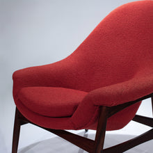 Load image into Gallery viewer, Hans Olsen for Bramin Lounge Chair - Walnut & Red Bouclé