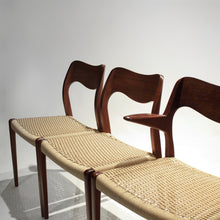 Load image into Gallery viewer, Set of 6 Niels Møller Chairs Model 71 and 55 - Teak and Paper Cord