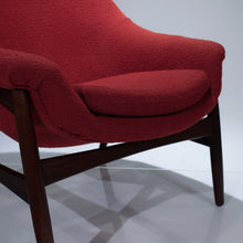 Load image into Gallery viewer, Hans Olsen for Bramin Lounge Chair - Walnut & Red Bouclé