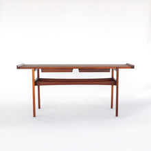 Load image into Gallery viewer, Jens Risom Walnut Console Table with 2 Floating Drawers