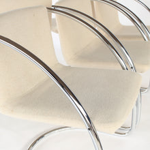 Load image into Gallery viewer, RARE Set of 6 Chrome Cantilever Dining Chairs with Beige Fabric