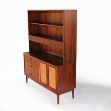 Load image into Gallery viewer, Jack Cartwright for Founders Walnut and Cane Credenza with Rare Hutch