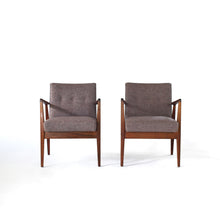 Load image into Gallery viewer, Mid Century Jens Risom Walnut Armchairs Pair of Stunning Lounge Chairs