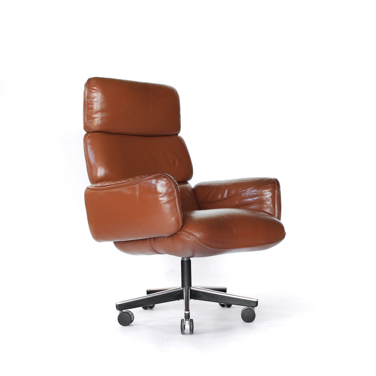Otto Zapf for Knoll Leather Executive High Back Chair Mid Century Mode