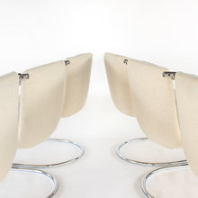 Load image into Gallery viewer, RARE Set of 6 Chrome Cantilever Dining Chairs with Beige Fabric