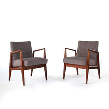 Load image into Gallery viewer, Mid Century Jens Risom Walnut Armchairs Pair of Stunning Lounge Chairs