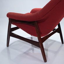 Load image into Gallery viewer, Hans Olsen for Bramin Lounge Chair - Walnut & Red Bouclé