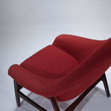 Load image into Gallery viewer, Hans Olsen for Bramin Lounge Chair - Walnut & Red Bouclé