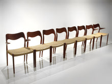 Load image into Gallery viewer, Set of 8 Niels Møller Model 71 and 55 - Teak and Paper Cord