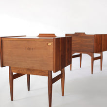 Load image into Gallery viewer, Exceptional John Keal for Brown Saltman Nightstands - A Pair