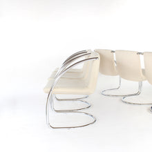 Load image into Gallery viewer, RARE Set of 6 Chrome Cantilever Dining Chairs with Beige Fabric