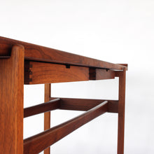 Load image into Gallery viewer, Jens Risom Walnut Console Table with 2 Floating Drawers