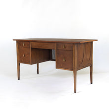 Load image into Gallery viewer, Broyhill Brasilia 5 Drawer Desk Walnut with Cane