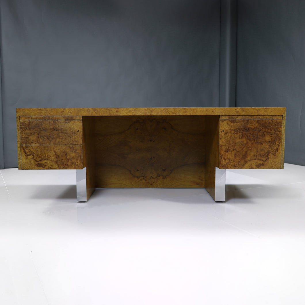 Exquisite 1960s Mid-Century Modern Maple Burlwood Executive Desk