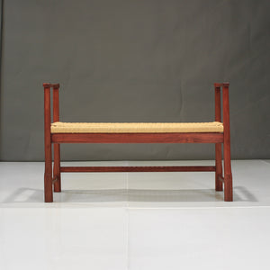 Vintage Hand Made Cherry Entry Bench Papercord Scandinavian Modern