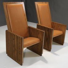 Load image into Gallery viewer, Unique Mid-Century King and Queen Chairs in Oak / Italian Leather