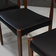 Load image into Gallery viewer, Set of Six (6) Harry Østergaard Teak Bull Horn Dining Chairs in Italian Leather