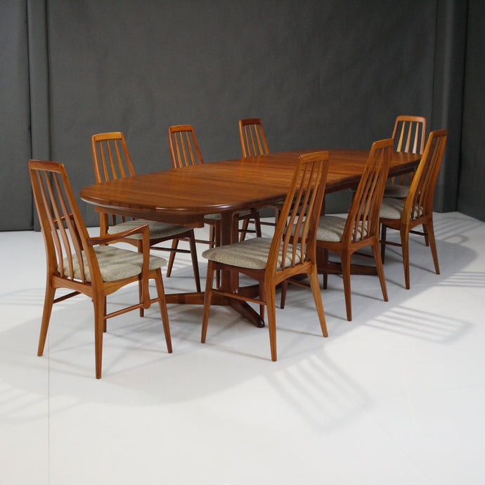 Niels Koefoed Danish Teak Dining Set 8 Eva Chairs and Extension Table