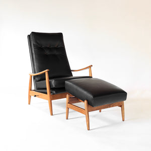 Milo Baughman Recliner w/ Ottoman Mid Century Modern Vintage Chair for James Inc