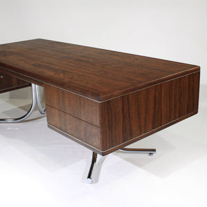 Sensational Mid-Century Modern Executive Desk with Steel Splayed Legs