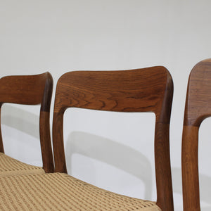 Vintage Niels Moller Model 75 Side Chairs in Oak and Paper Cord - Set of 4