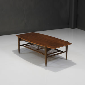 Walnut and Cane Coffee Table